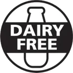 Milk free round badge